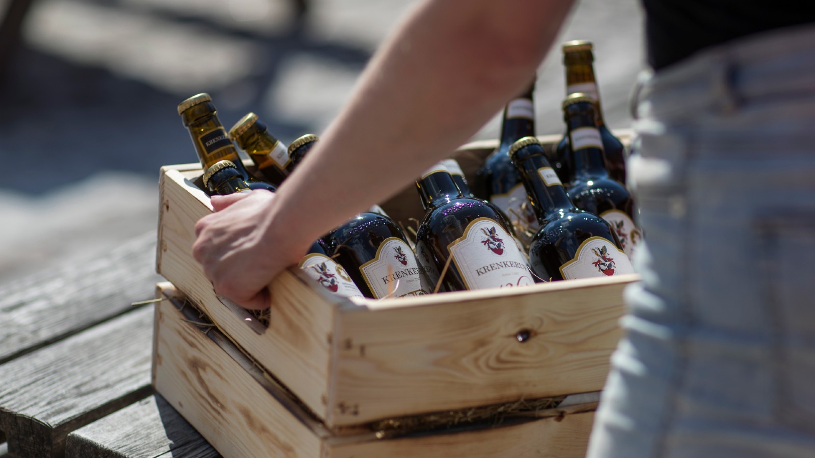 Krenkerup Bryggeri kasse med ølflasker