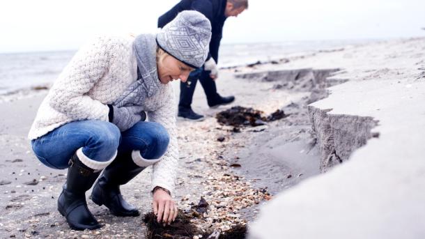 Par på strand med muslinger